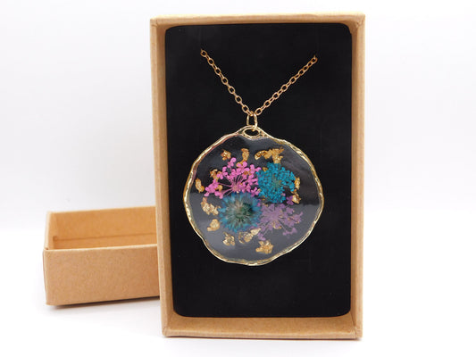 Round Flower Necklace - Light Gold