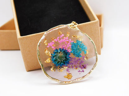 Round Flower Necklace - Light Gold