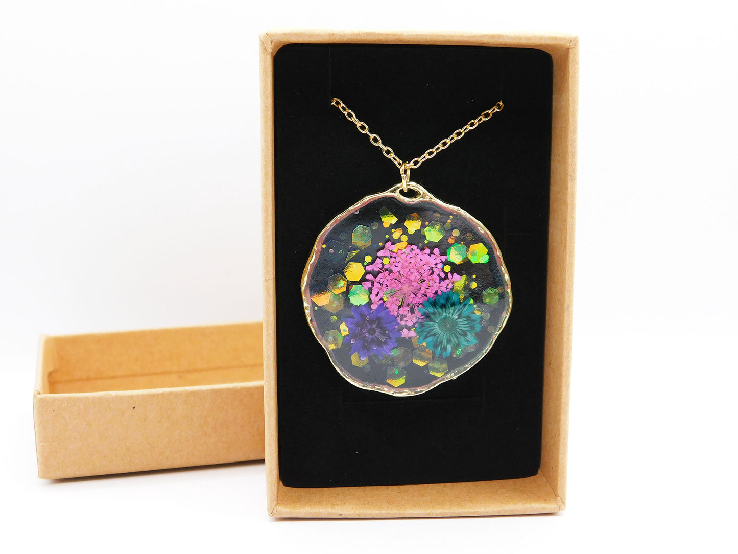 Round Flower Necklace - Light Gold