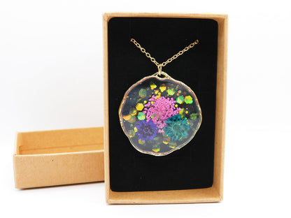 Round Flower Necklace - Light Gold