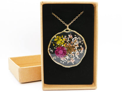 Round Flower Necklace - Light Gold